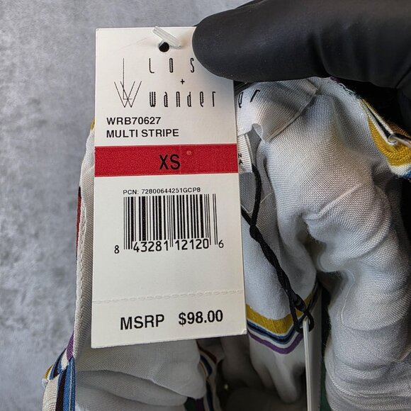 Lost + Wander Jumpsuit Womens XS Multi Stripe Wide Leg Belted Sleeveless NWT - Picture 15 of 16